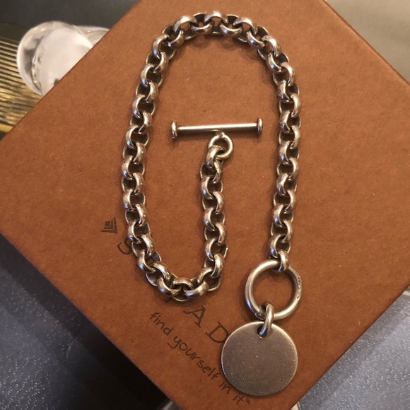 Silpada Sterling Silver Rolo Link Disc Charm Bracelet B0481 - Picture 5 of 9